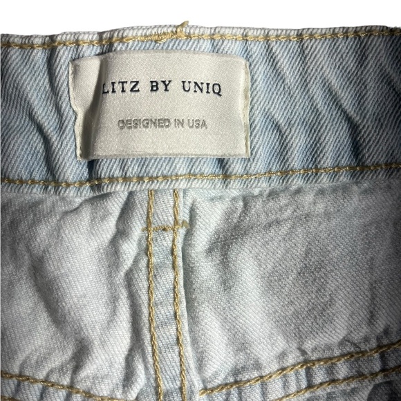 254-Litz By Uniq light denim distressed cutoff shorts with sequins. Medi… - Picture 5 of 5